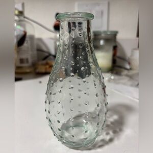 Small clear glass vase with dot design